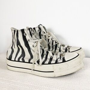 Converse Zebra Stripe Platform High-Top Sneakers Mens 7 / Womens 9
